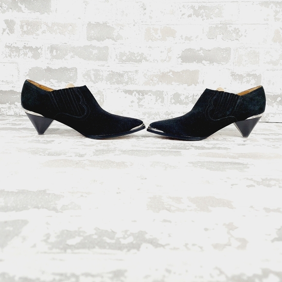 Joie Baler Black suede Leather Western Ankle Boots C1036 - Picture 7 of 14